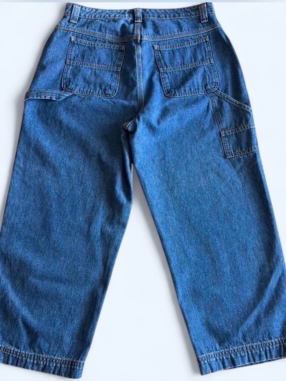 Women’s XL blue wash denim capri carpenter Jeans by Sonoma Good For Life.